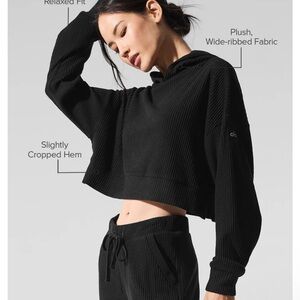 ALO Yoga Black Cropped Muse Hoodie